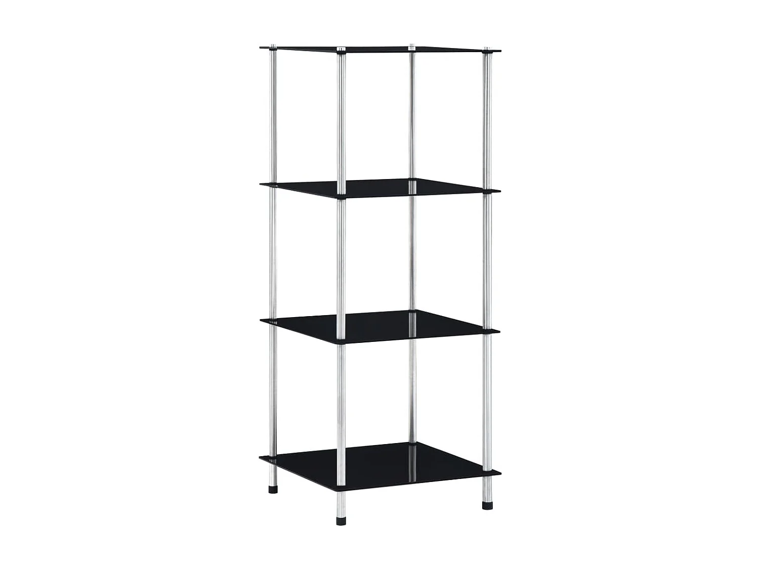 Regal mit 4 Ablagen Schwarz 40x40x100 cm Hartglas