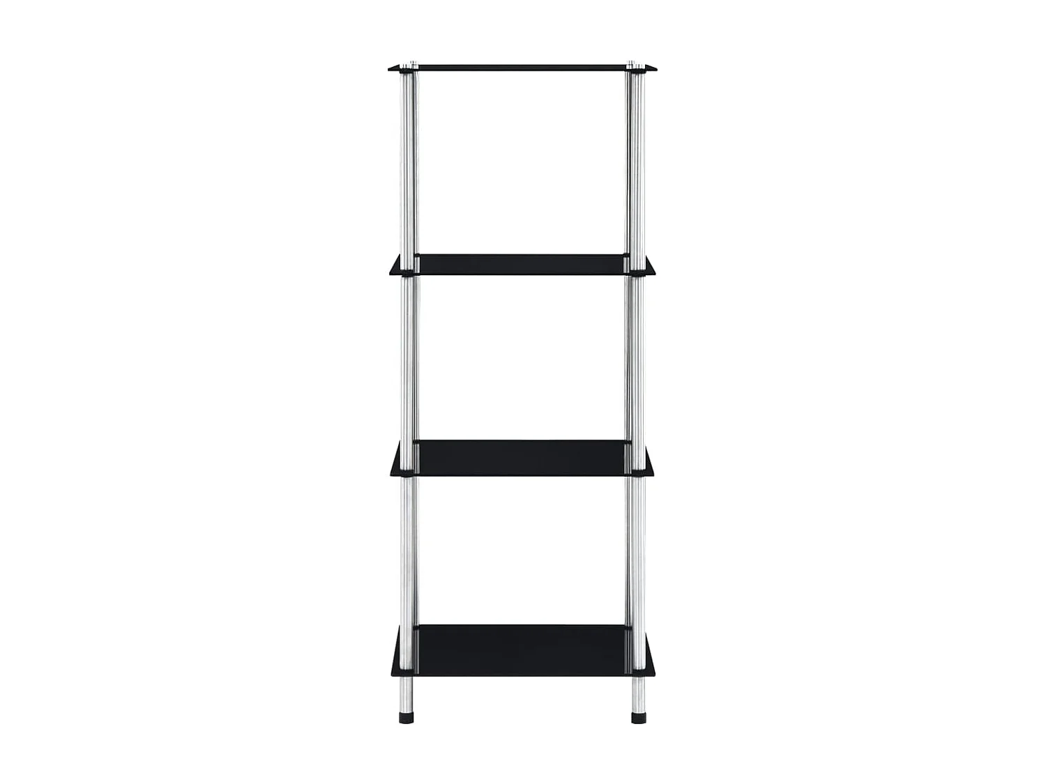 Regal mit 4 Ablagen Schwarz 40x40x100 cm Hartglas