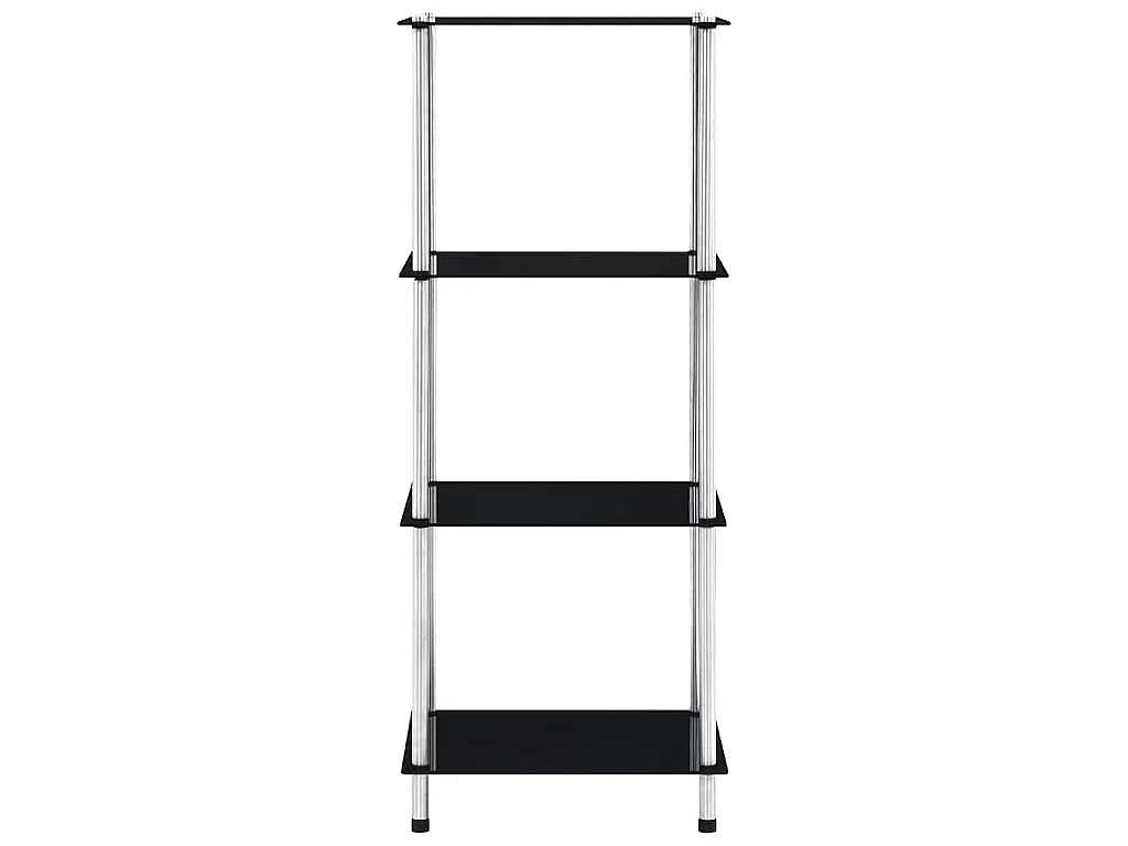 Regal mit 4 Ablagen Schwarz 40x40x100 cm Hartglas