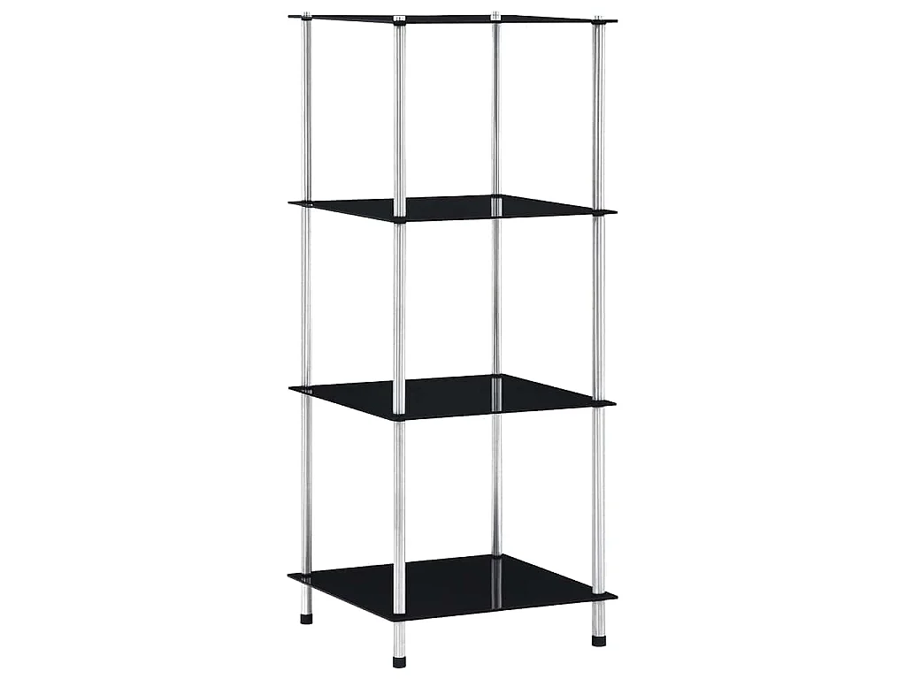 Regal mit 4 Ablagen Schwarz 40x40x100 cm Hartglas