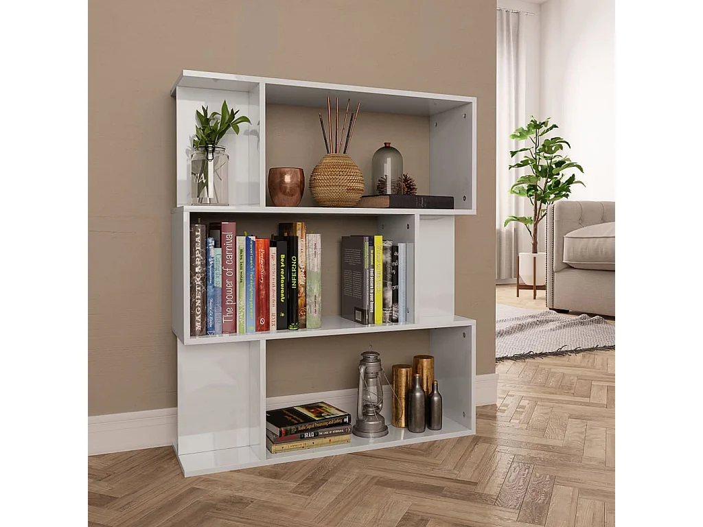 Bücherregal/Raumteiler Hochglanz-Weiß 80x24x96 cm