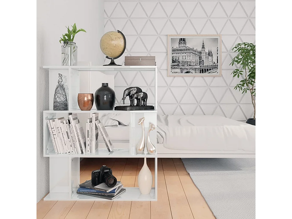 Bücherregal/Raumteiler Hochglanz-Weiß 80x24x96 cm