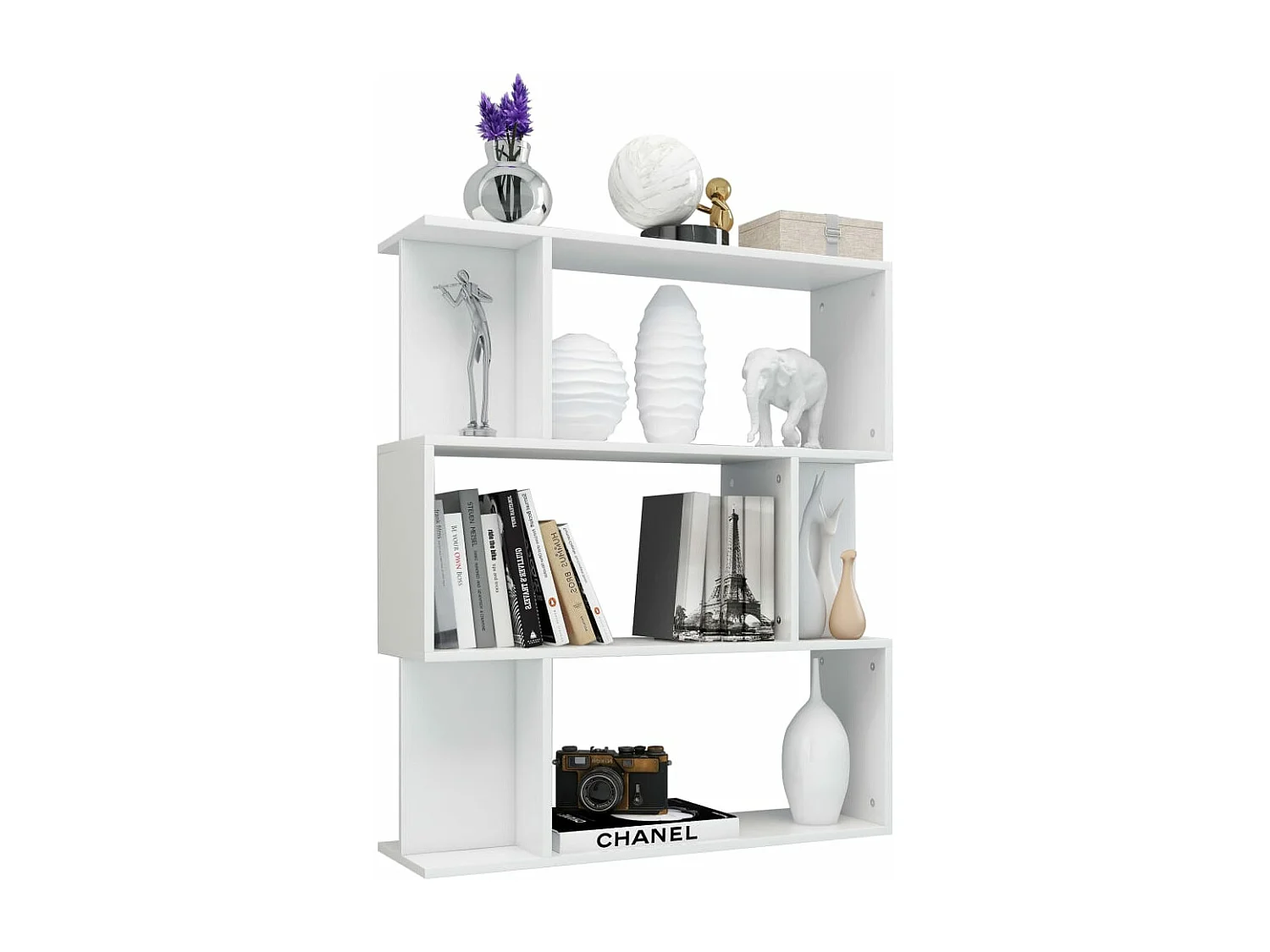 Bücherregal/Raumteiler Hochglanz-Weiß 80x24x96 cm