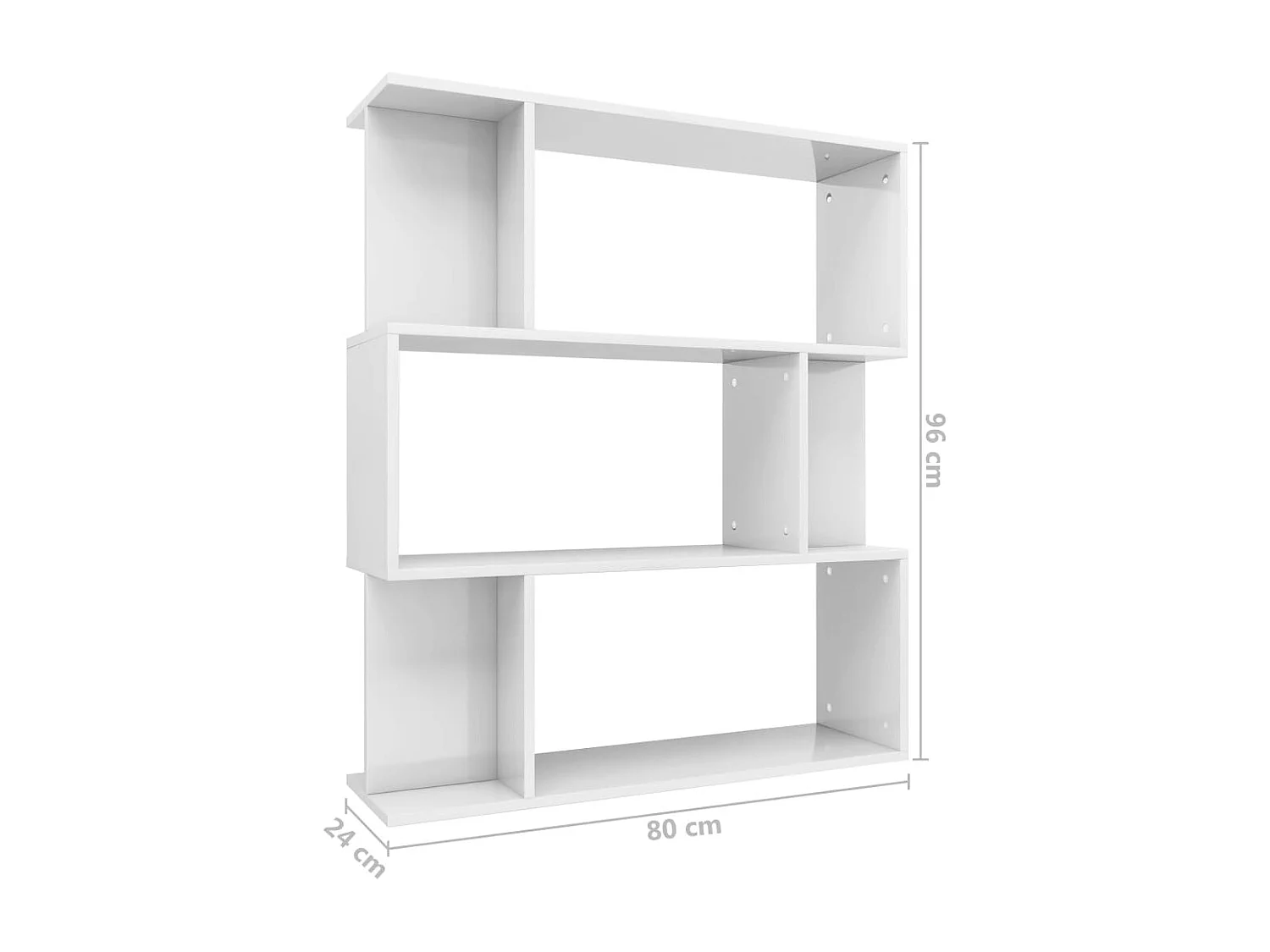 Bücherregal/Raumteiler Hochglanz-Weiß 80x24x96 cm