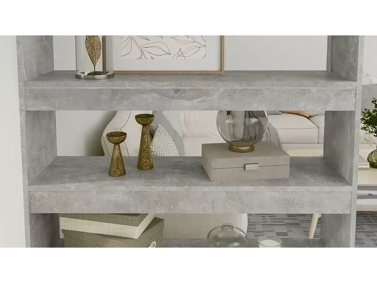 Bibliothèque/Séparateur de pièce Gris béton 100x30x166 cm