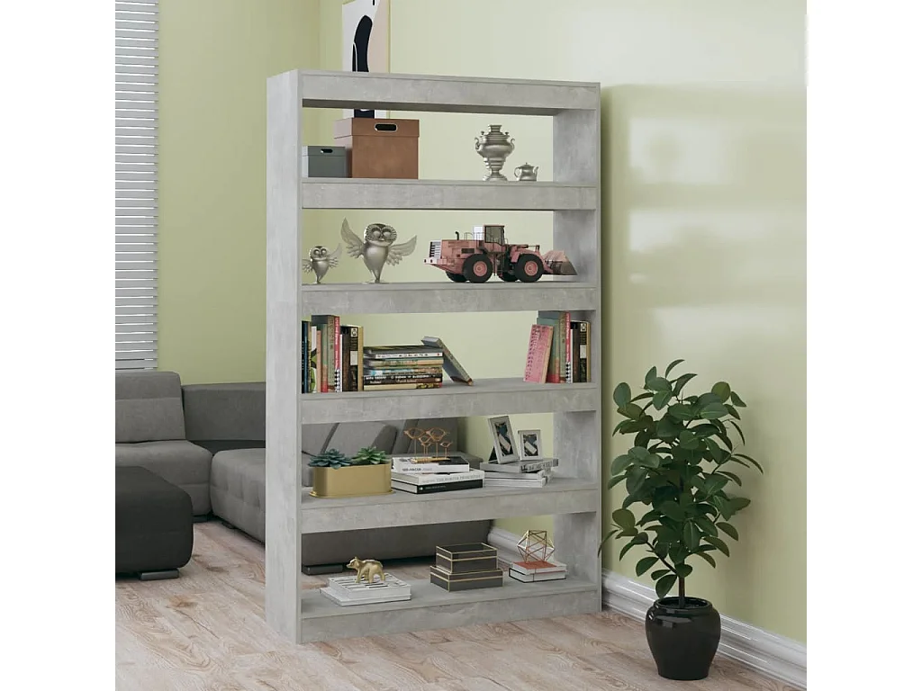 Bibliothèque/Séparateur de pièce Gris béton 100x30x166 cm