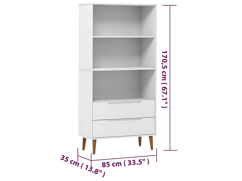 Estante MOLDE 85x35x170,5 cm pinho maciço branco