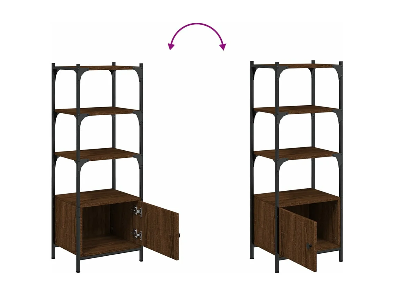 Bibliothèque à 3 niveaux chêne brun 41x30x109,5 cm