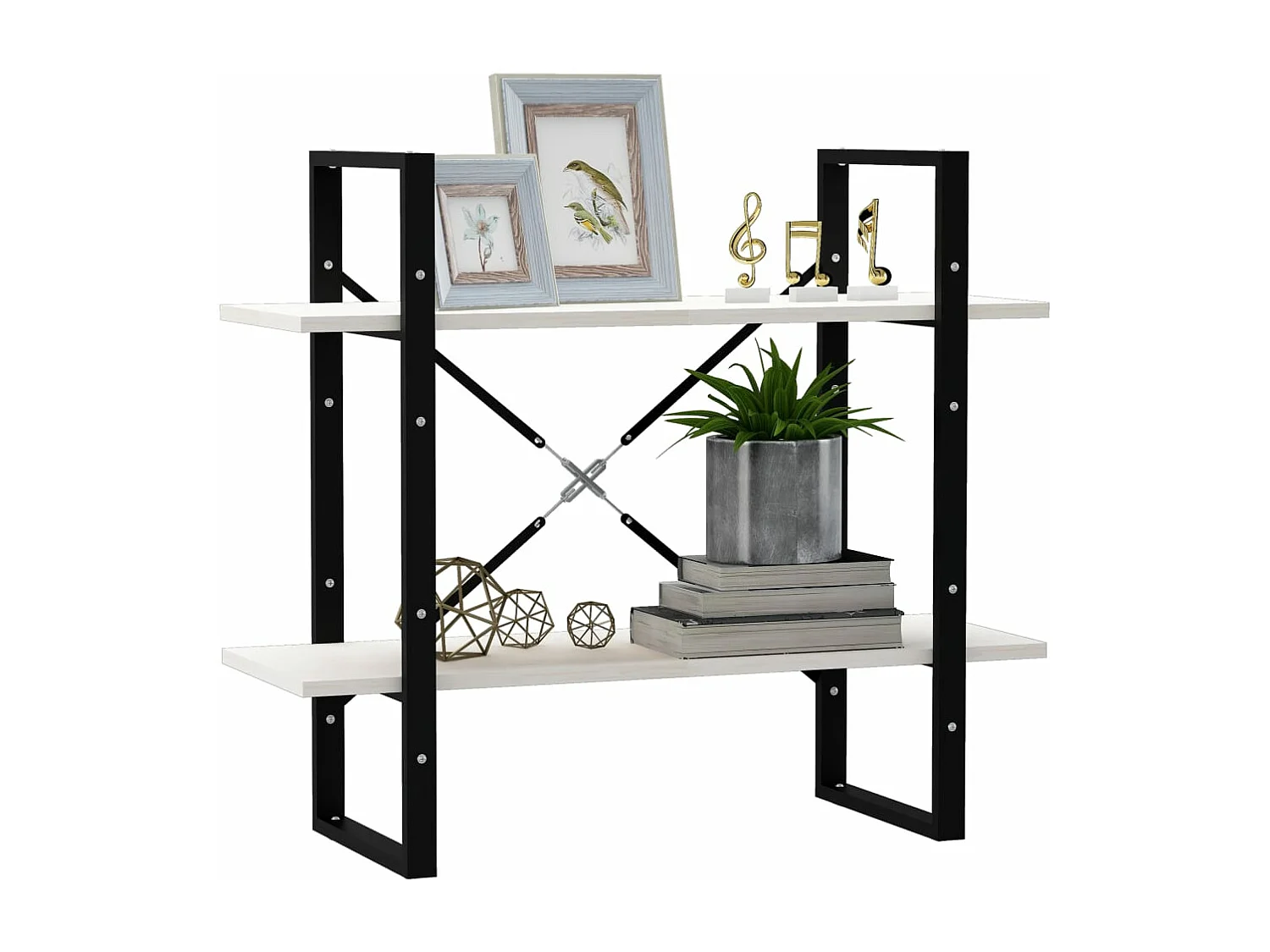 Bibliothèque à 2 niveaux Blanc 80x30x70 cm Bois de pin massif