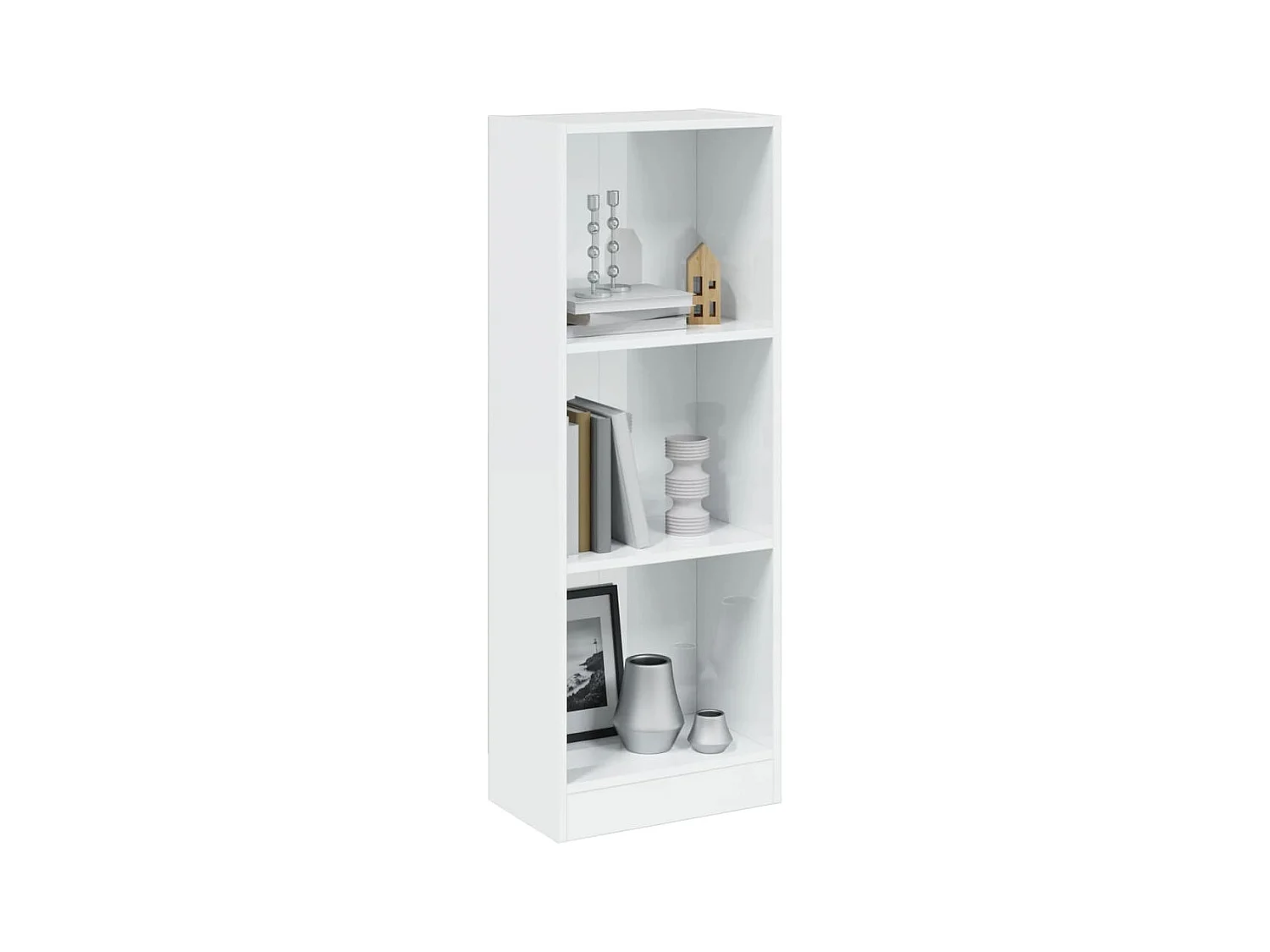 Bücherregal 3 Fächer Hochglanz-Weiß 40x24x109 cm Holzwerkstoff