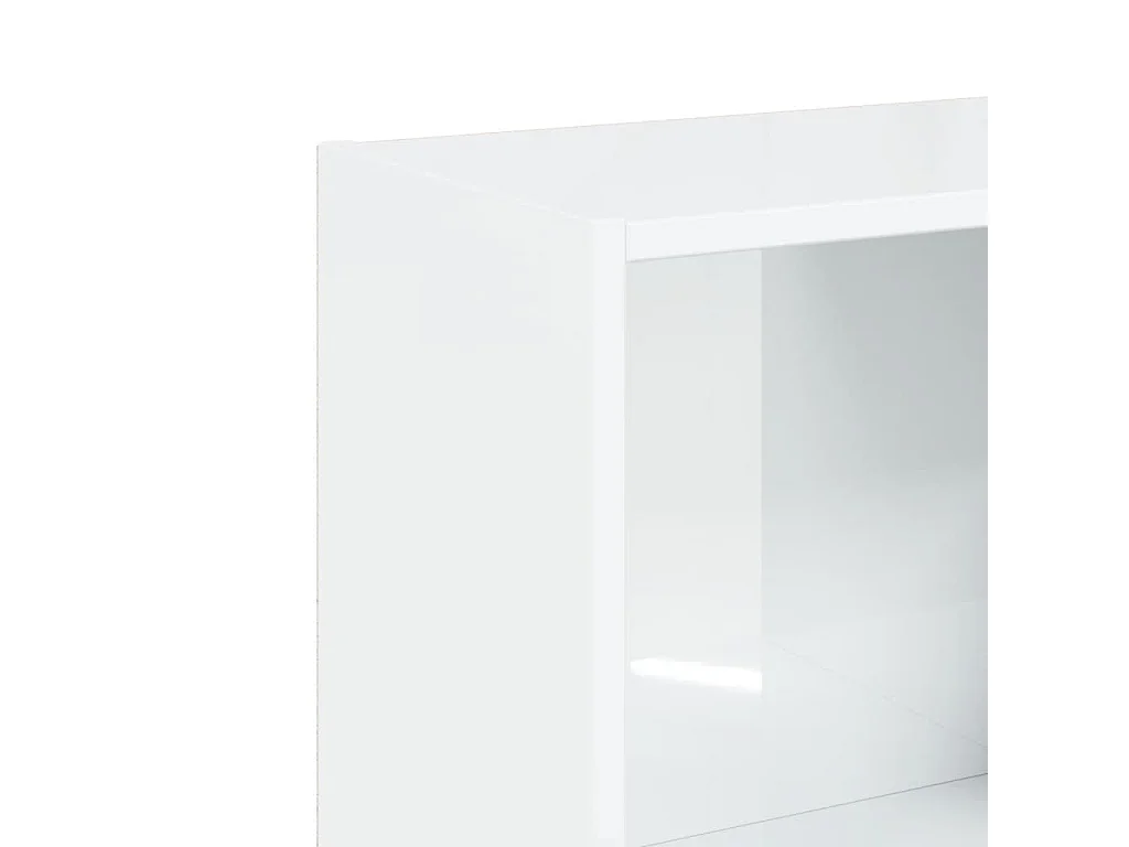 Bibliothèque à 3 niveaux blanc brillant bois d'ingénierie