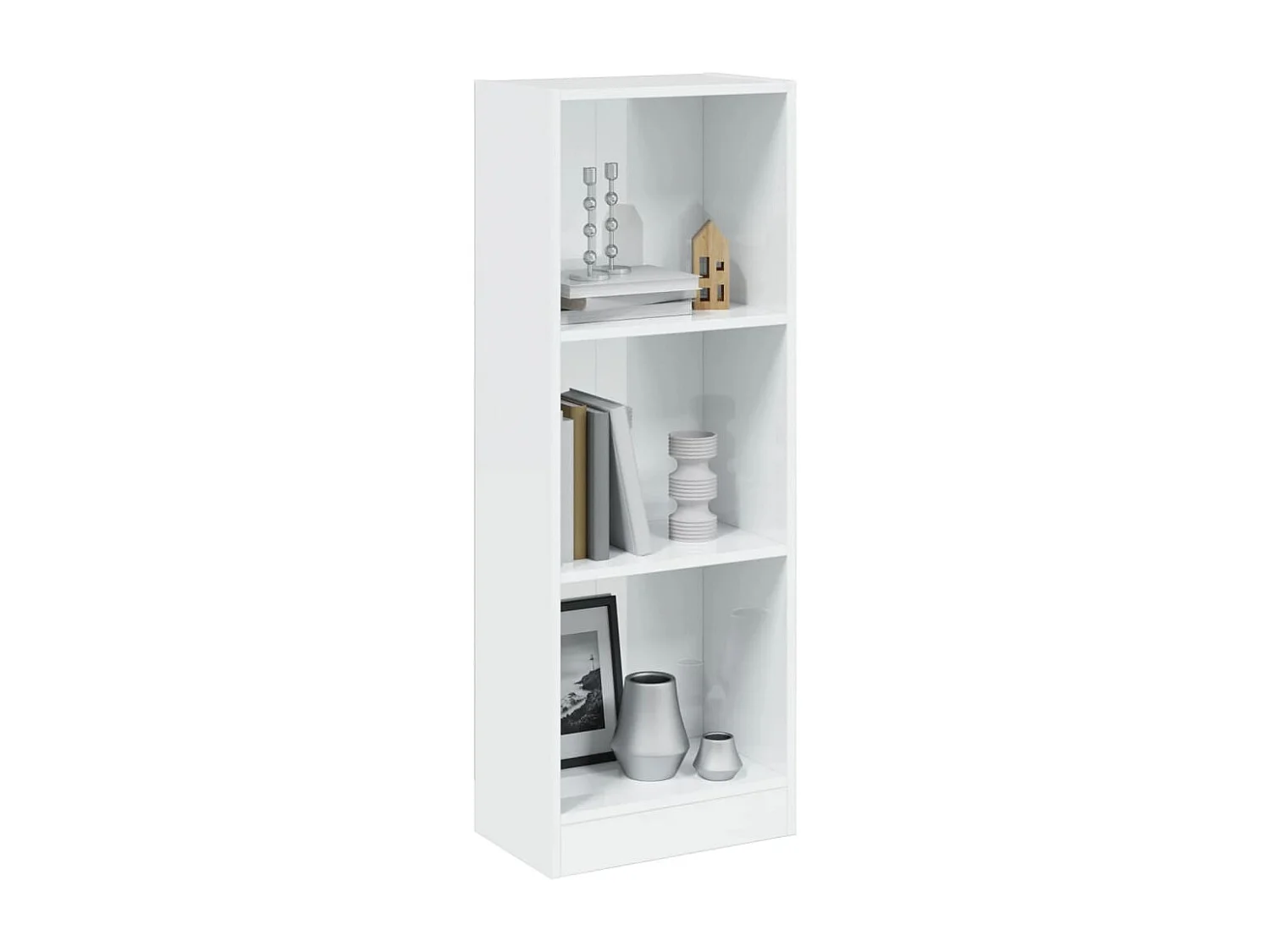 Bücherregal 3 Fächer Hochglanz-Weiß 40x24x109 cm Holzwerkstoff