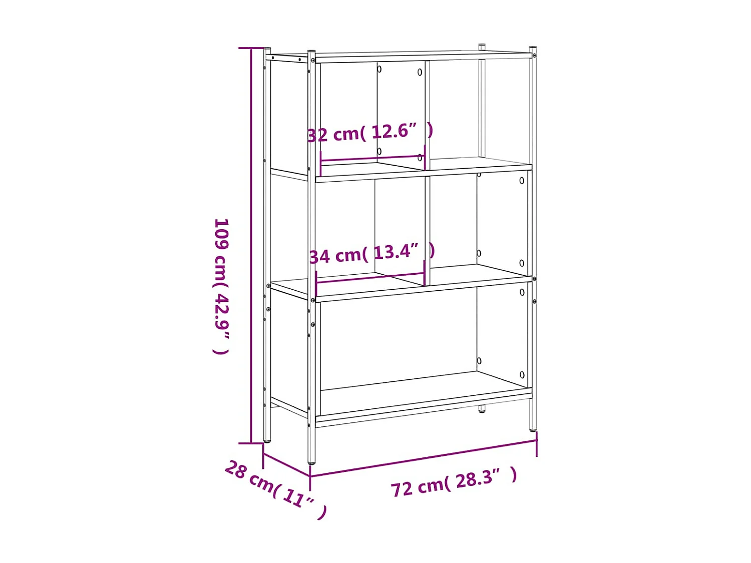Boekenkast 72x28x109 cm bewerkt hout gerookt eikenkleurig