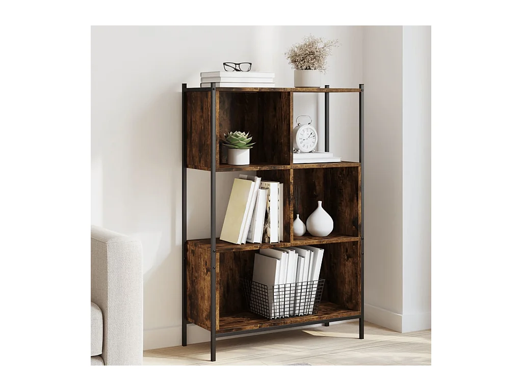 Libreria Rovere Fumo 72x28x109 cm in Legno Multistrato
