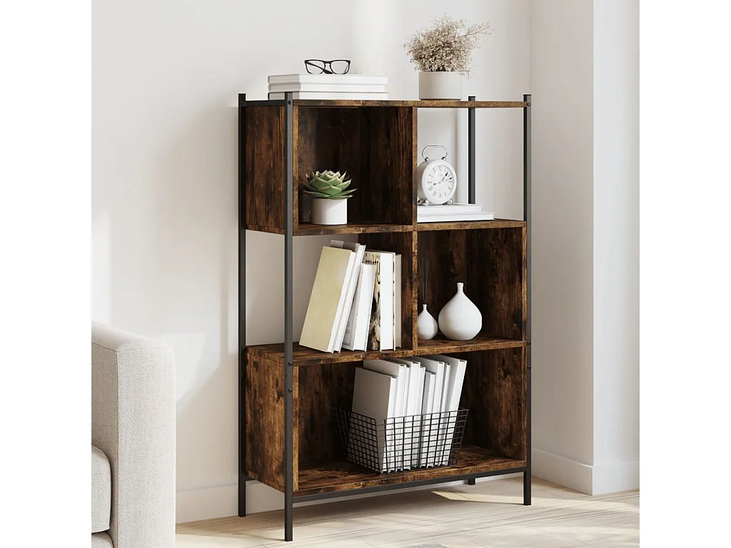 Boekenkast 72x28x109 cm bewerkt hout gerookt eikenkleurig