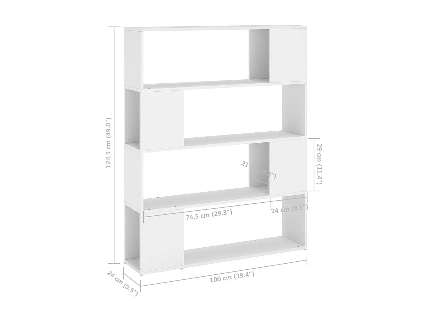 Boekenkast/kamerscherm 100x24x124 cm wit