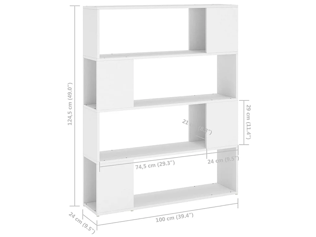 Bibliothèque/Séparateur de pièce Blanc 100x24x124 cm