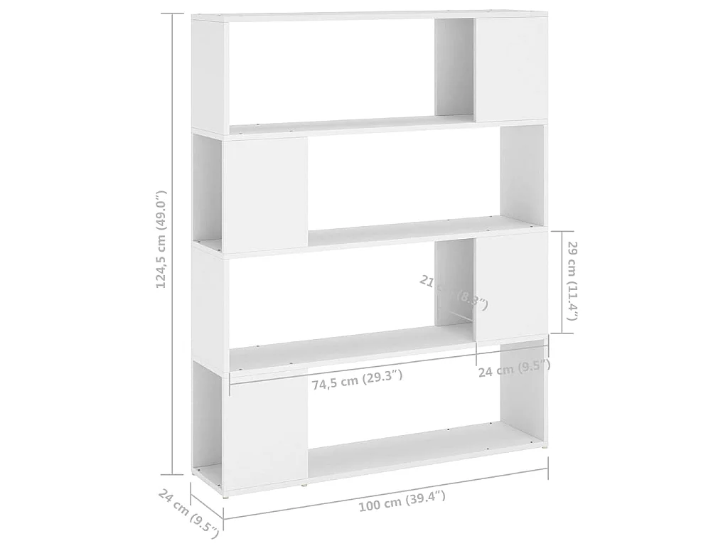 Libreria/Divisorio Bianco 100x24x124 cm