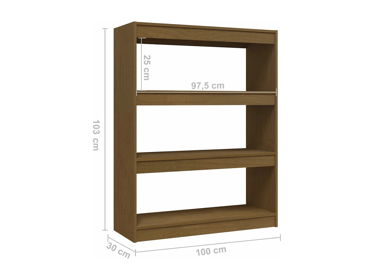 Estante/divisória 100x30x103 cm pinho maciço castanho mel
