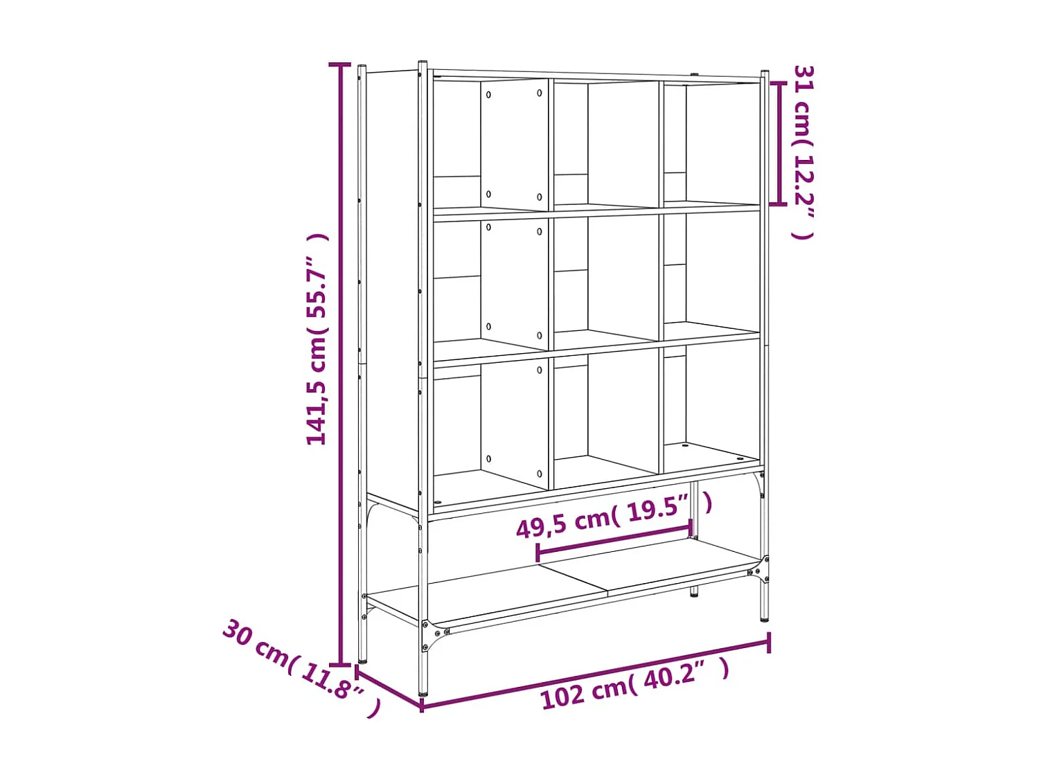 Boekenkast 102x30x141,5 cm bewerkt hout gerookt eikenkleurig