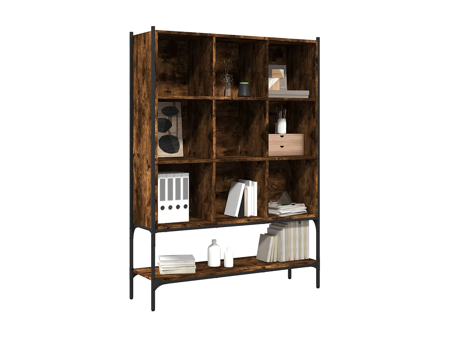 Boekenkast 102x30x141,5 cm bewerkt hout gerookt eikenkleurig