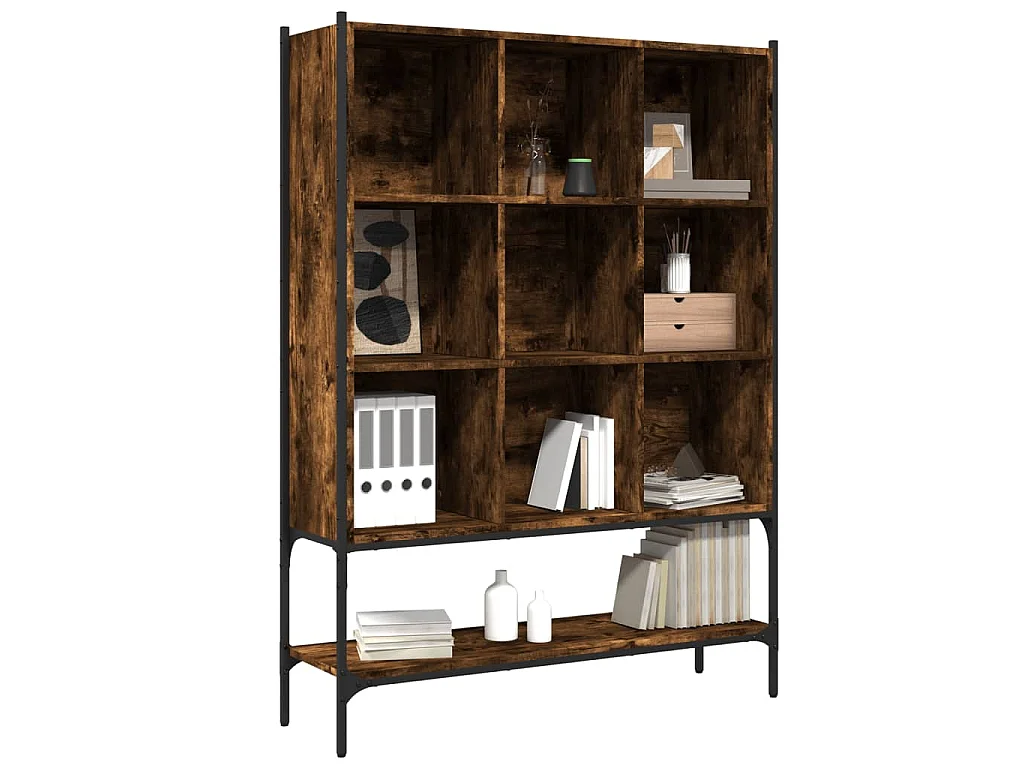 Bibliothèque chêne fumé 102x30x141,5 cm bois d'ingénierie