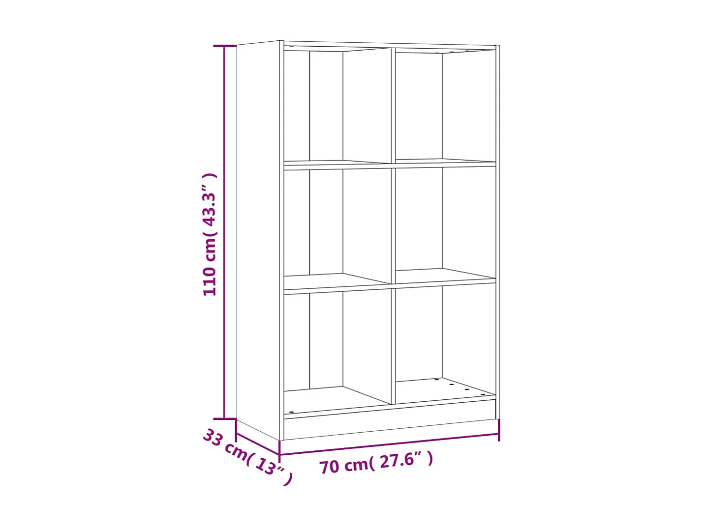 Bücherregal 70x33x110 cm Massivholz Kiefer
