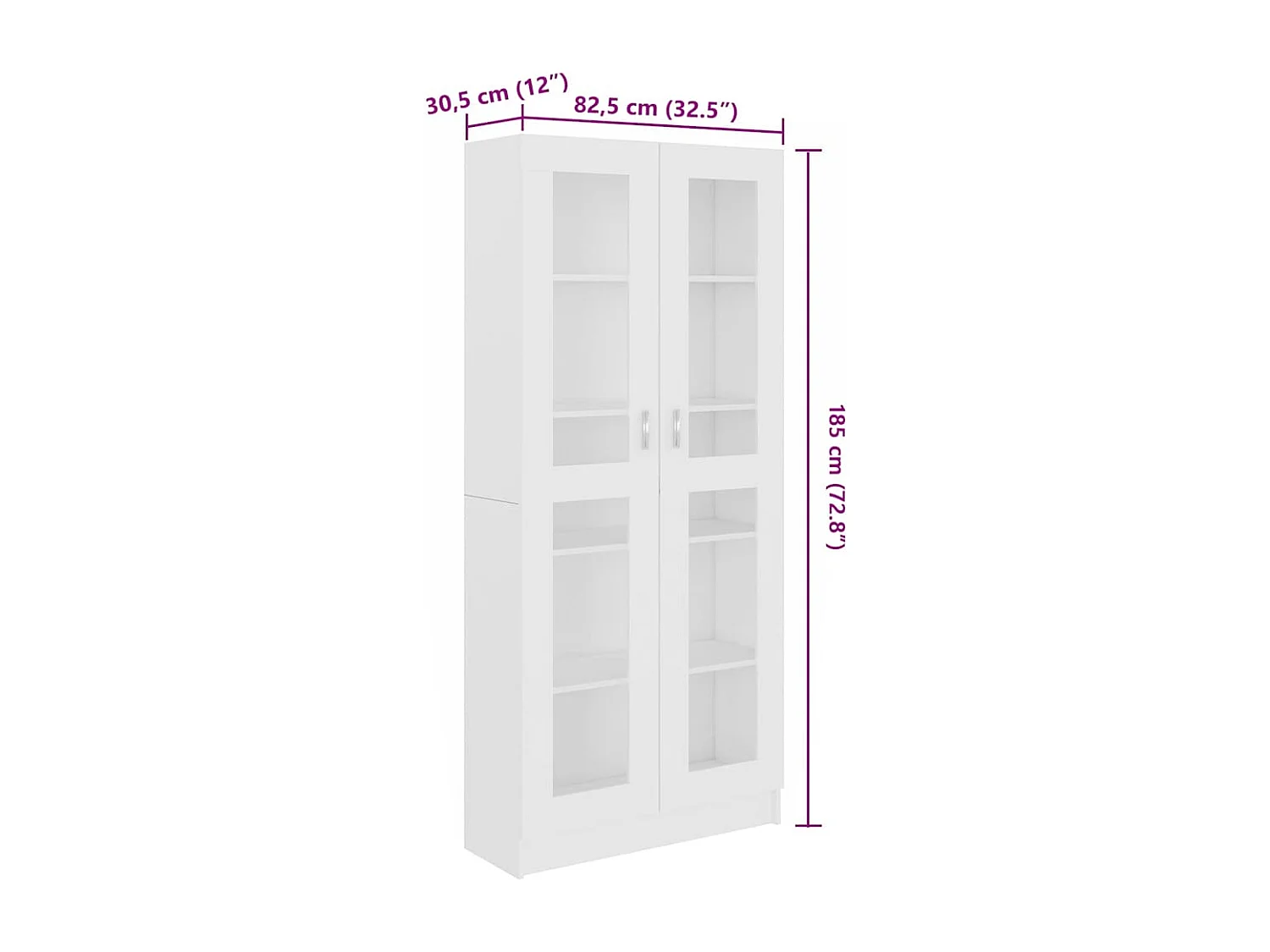 Vitrinenschrank Weiß 82,5x30,5x185,5 cm Holzwerkstoff