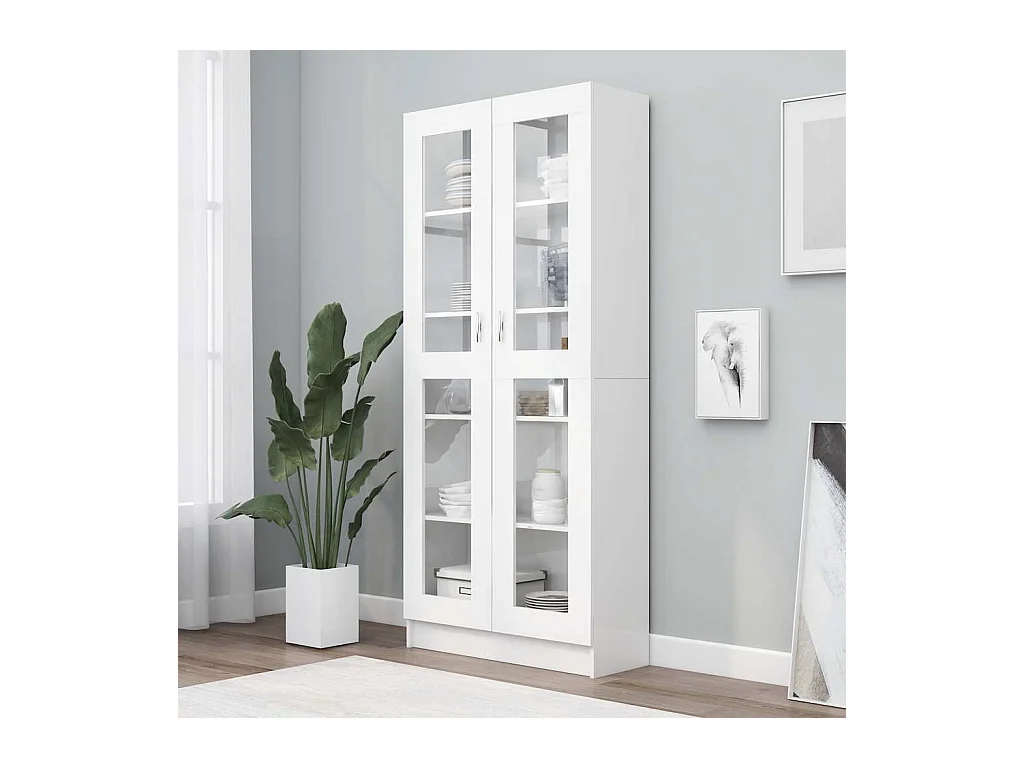 Armoire à vitrine Blanc 82,5x30,5x185,5 cm Bois d'ingénierie