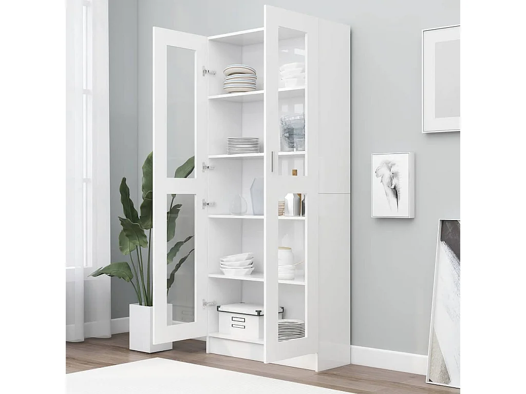 Armoire à vitrine Blanc 82,5x30,5x185 cm Bois d'ingénierie