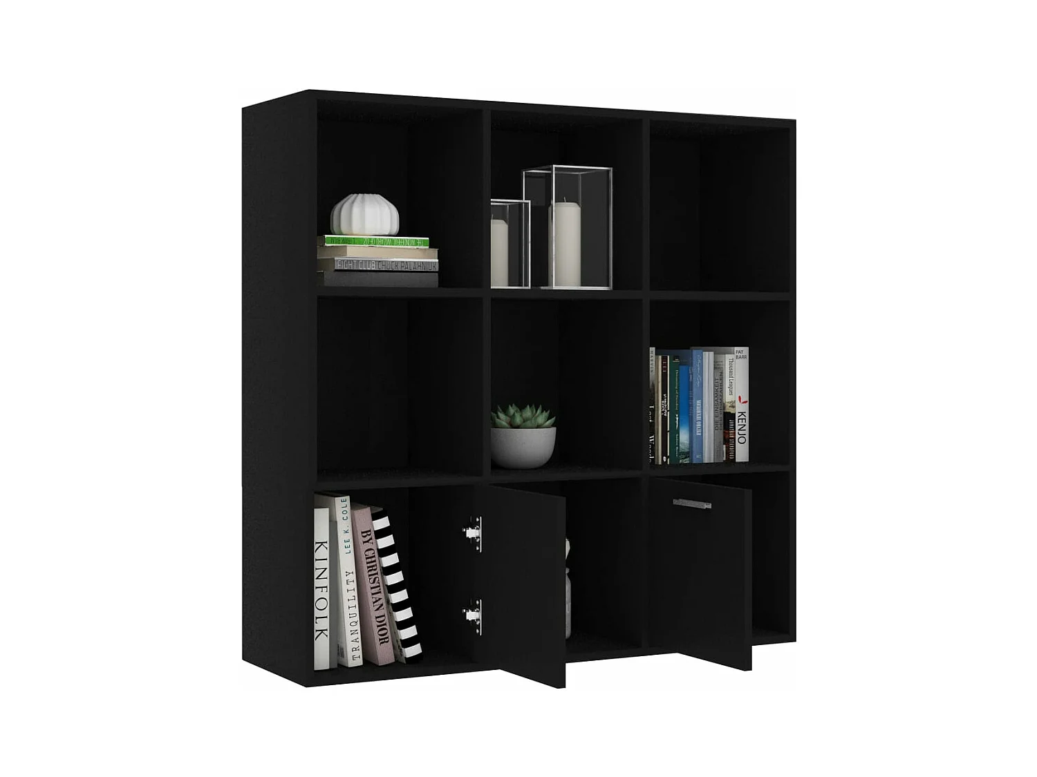 Boekenkast 98x30x98 cm bewerkt hout zwart