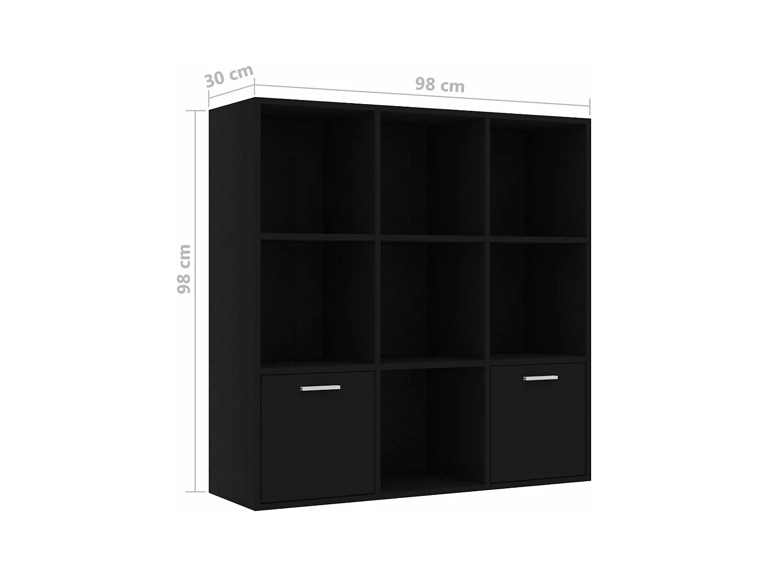Boekenkast 98x30x98 cm bewerkt hout zwart