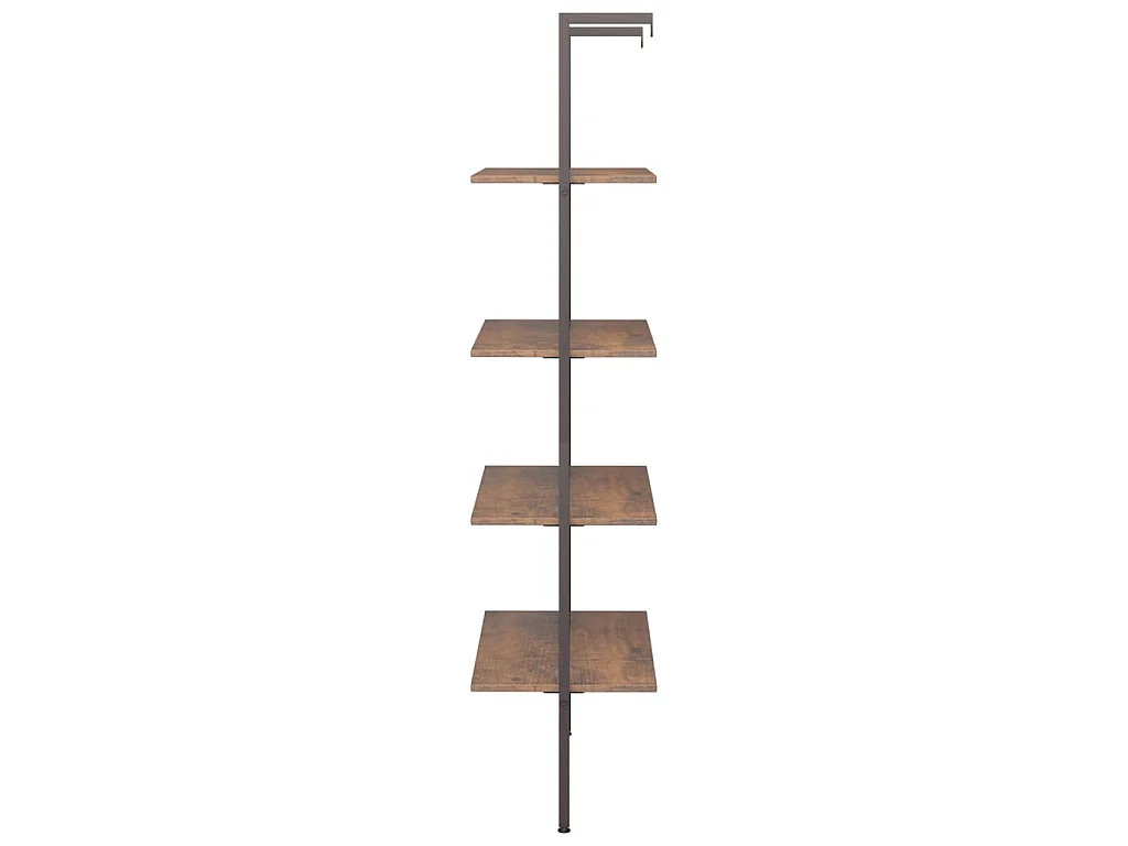 Scaffale Pendente 4 Livelli Marrone Scuro e Nero 64x35x152,5 cm