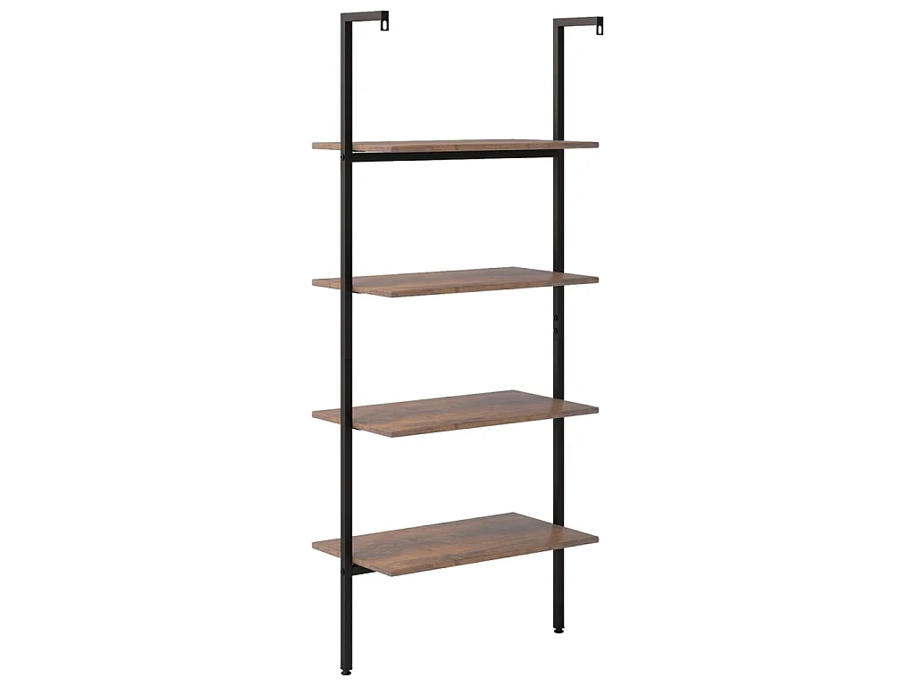 Scaffale Pendente 4 Livelli Marrone Scuro e Nero 64x35x152,5 cm