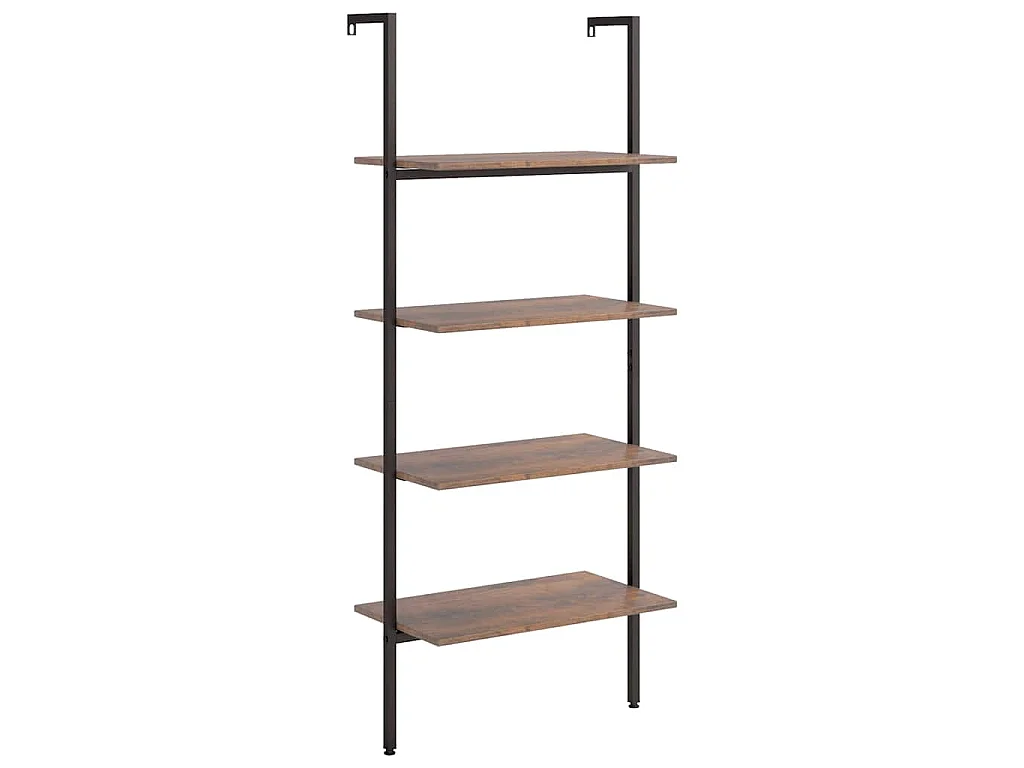 Étagère inclinée à 4 niveaux Marron foncé et noir 64x35x152,5cm