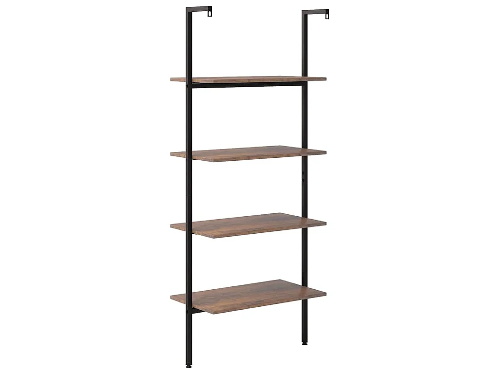 Étagère inclinée à 4 niveaux Marron foncé et noir 64x35x152,5cm