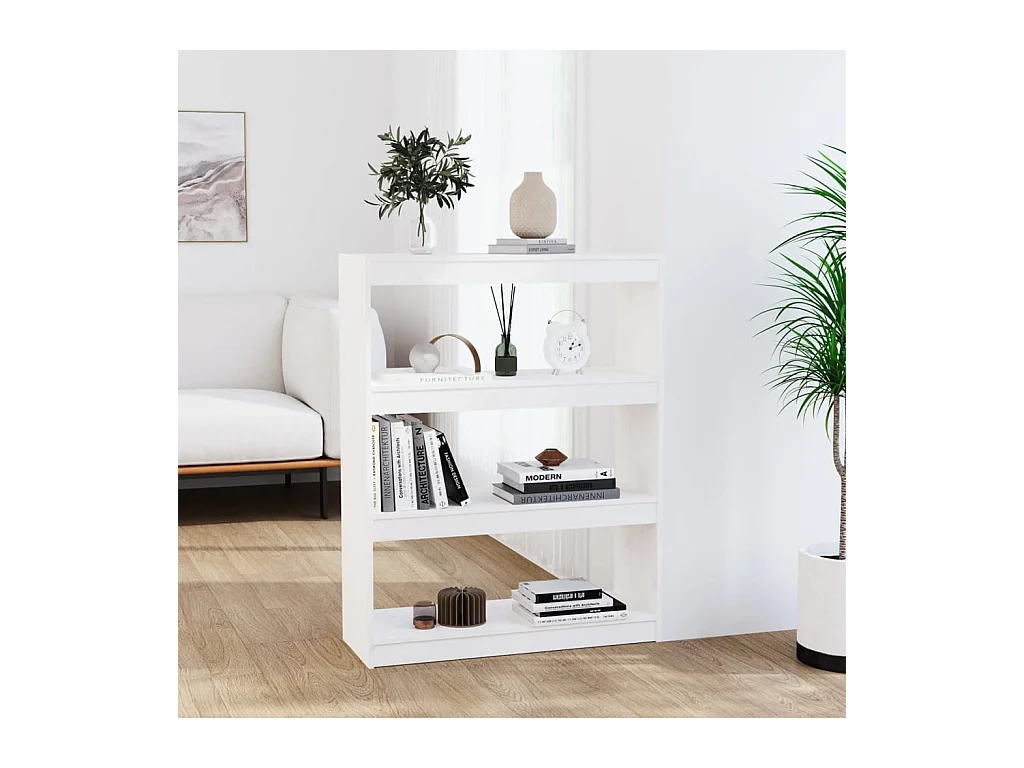Bibliothèque/Séparateur de pièce Blanc 80x30x103,5cm Pin massif