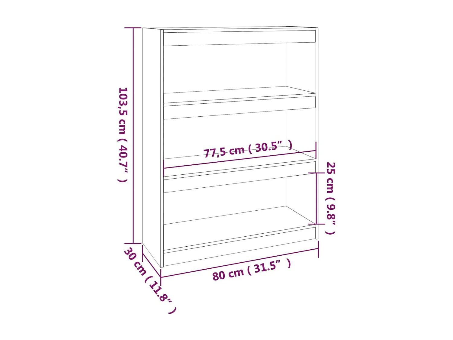 Boekenkast/kamerscherm 80x30x103,5 cm massief grenenhout wit