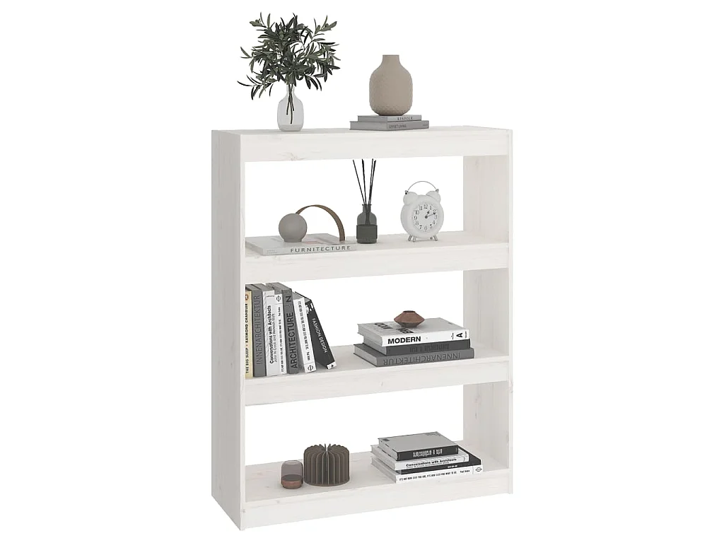 Bücherregal/Raumteiler Weiß 80x30x103,5 cm Massivholz Kiefer