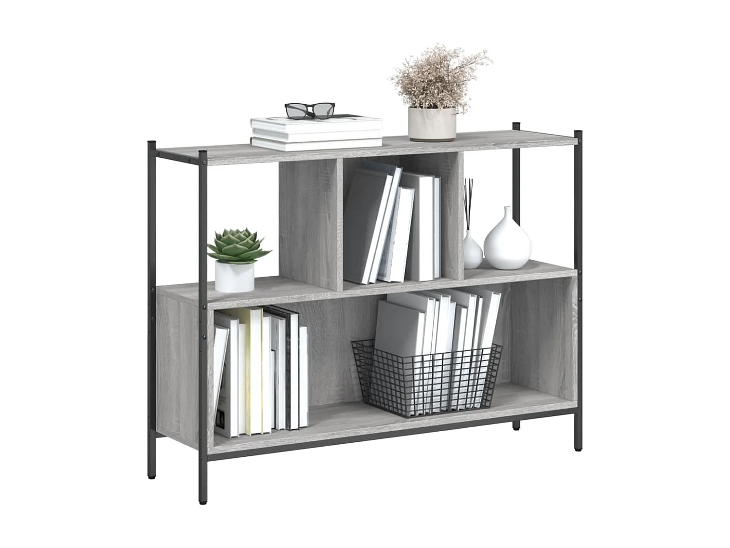 Libreria Grigio Sonoma 102x28x77,5 cm in Legno Multistrato