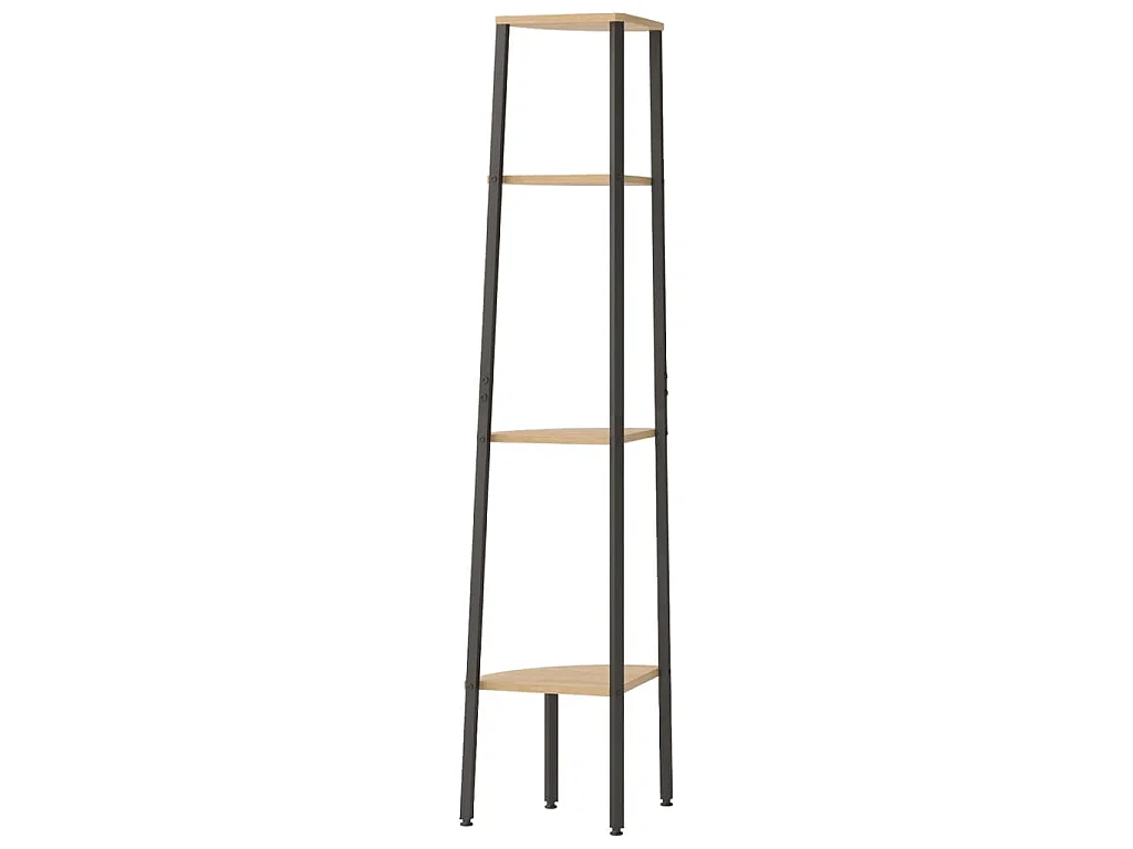 Hoekkast met 4 lagen lichtbruin en zwart 45,5x31,5x150 cm