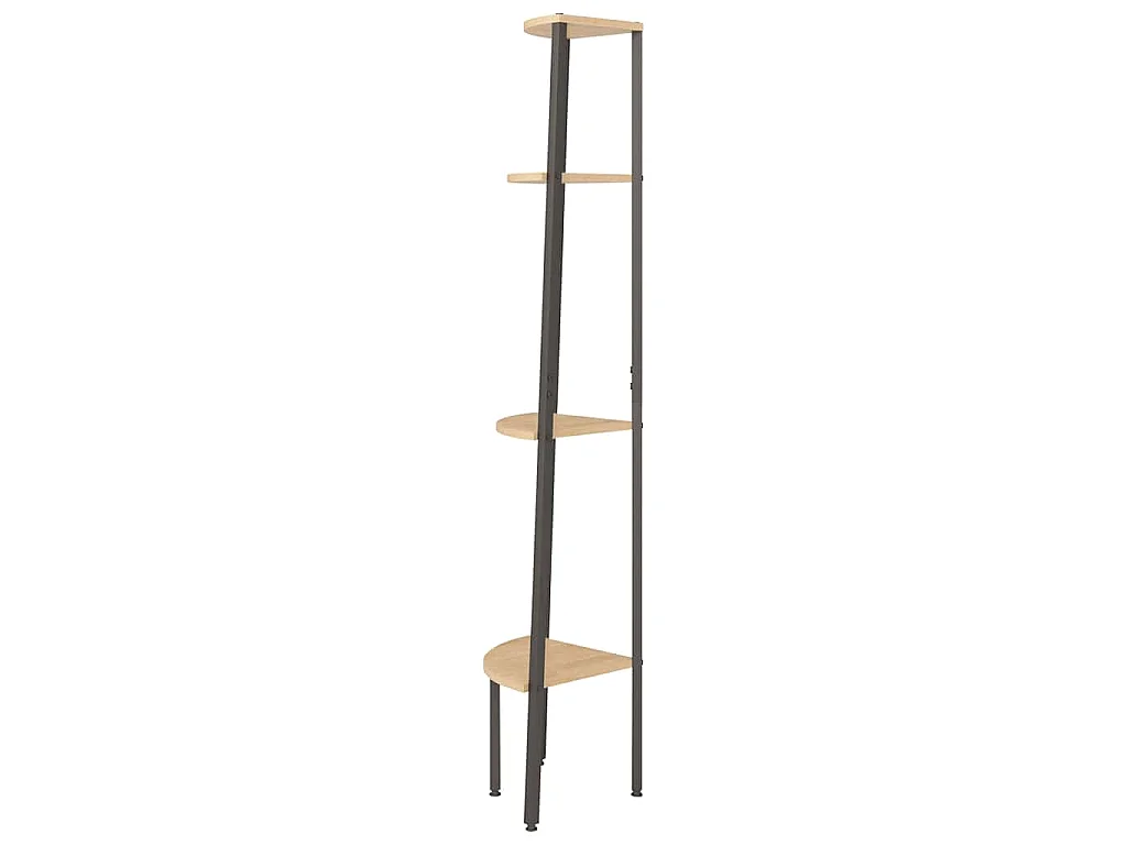 Étagère d'angle à 4 niveaux Marron clair et noir 45,5 x 31,5 x 150 cm