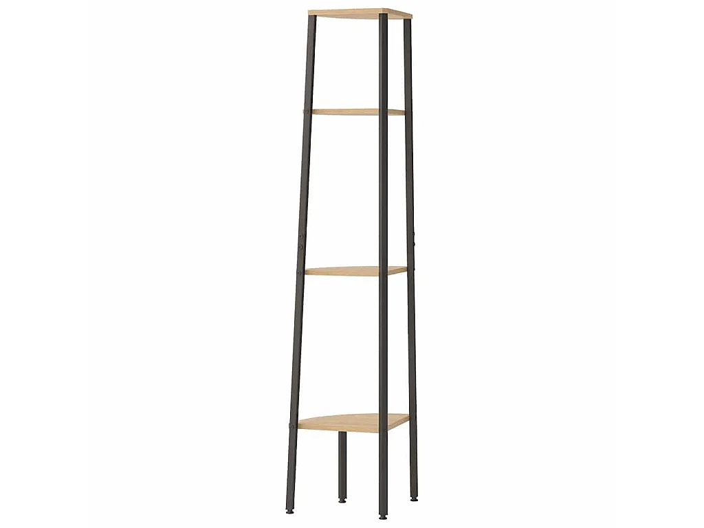 Étagère d'angle à 4 niveaux Marron clair et noir 45,5 x 31,5 x 150 cm