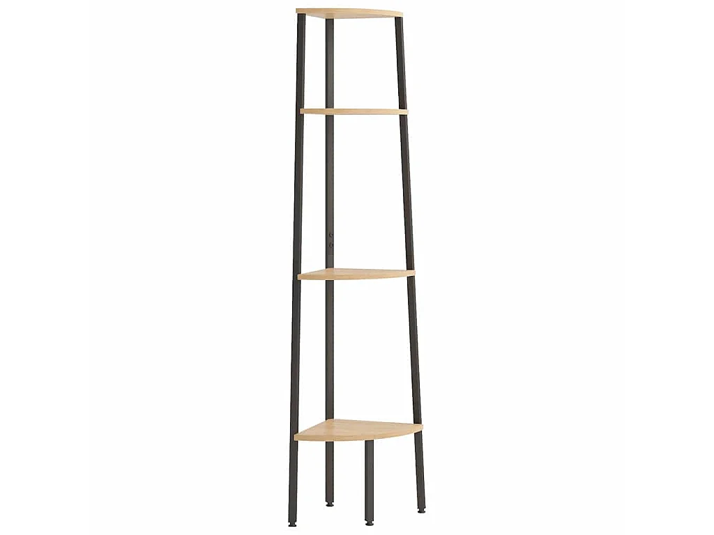 Étagère d'angle à 4 niveaux Marron clair et noir 45,5 x 31,5 x 150 cm