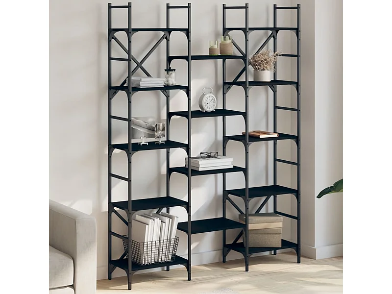 Bücherregal Schwarz 127,5x28,5x172,5 cm Holzwerkstoff