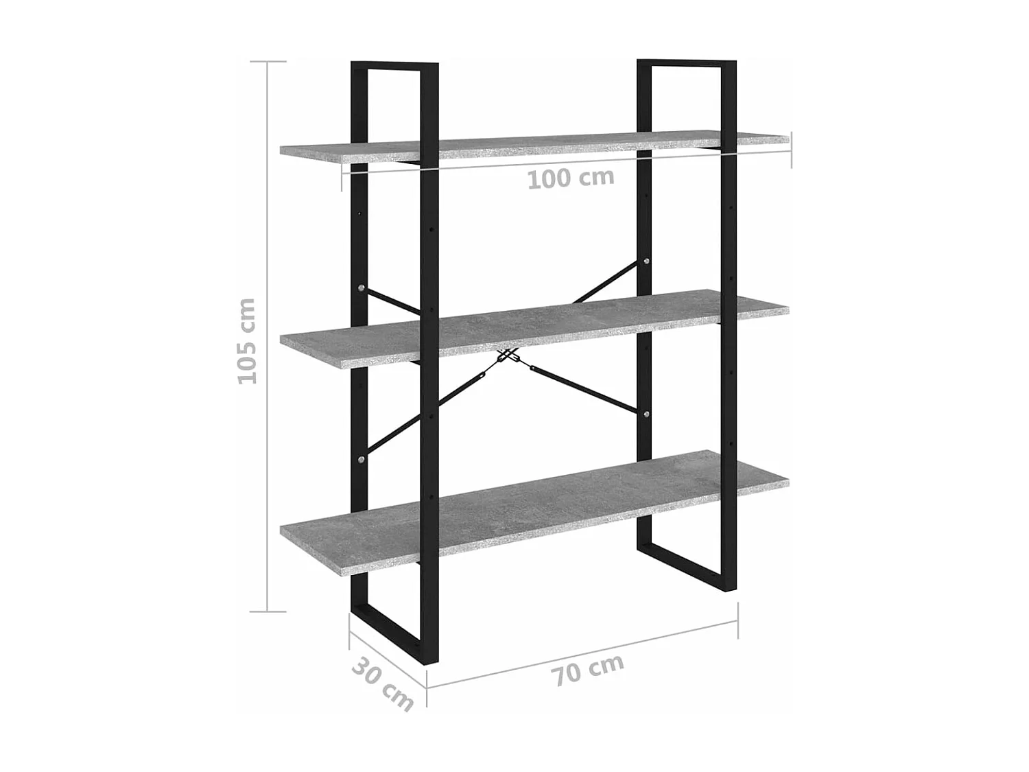 Bibliothèque gris béton 100x30x105 cm bois d'ingénierie