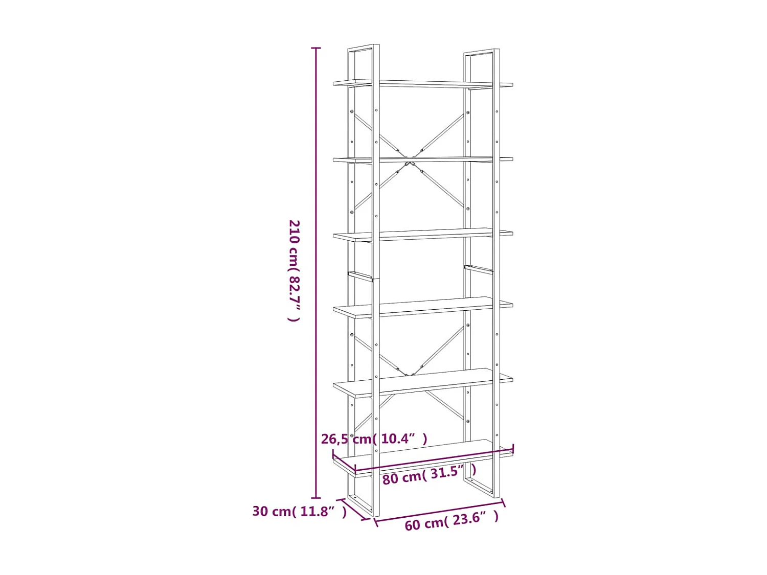 Hoge kast 80x30x210 cm bewerkt hout grijs sonoma eikenkleurig