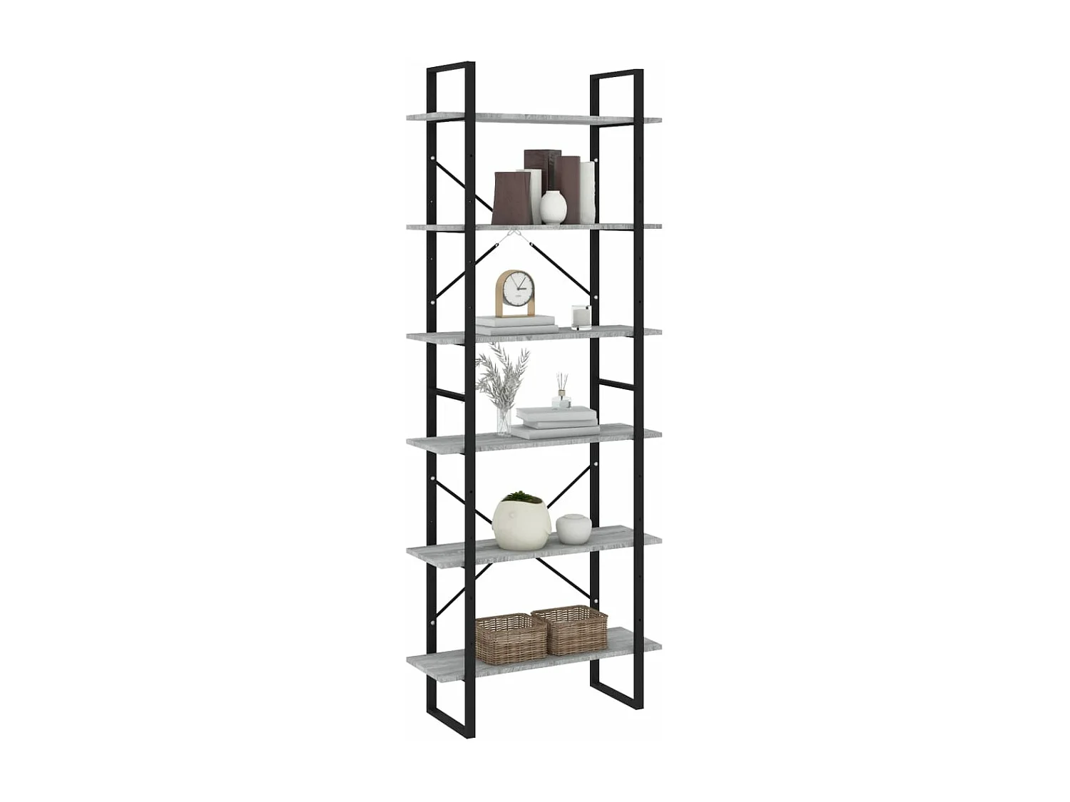 Hoge kast 80x30x210 cm bewerkt hout grijs sonoma eikenkleurig