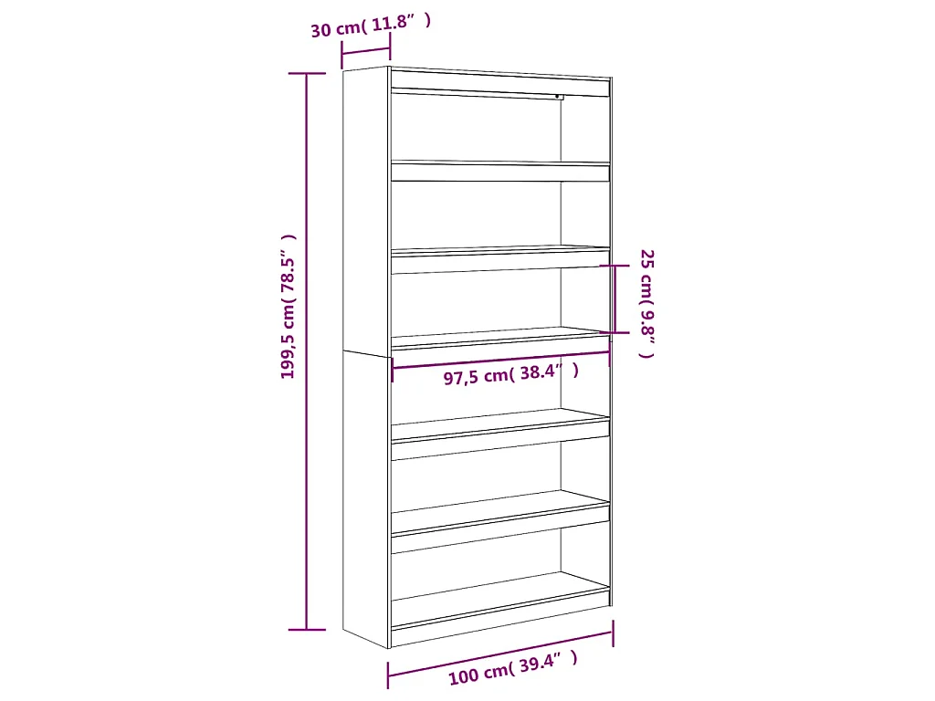 Bibliothèque/Séparateur de pièce 100x30x199,5 cm bois de pin