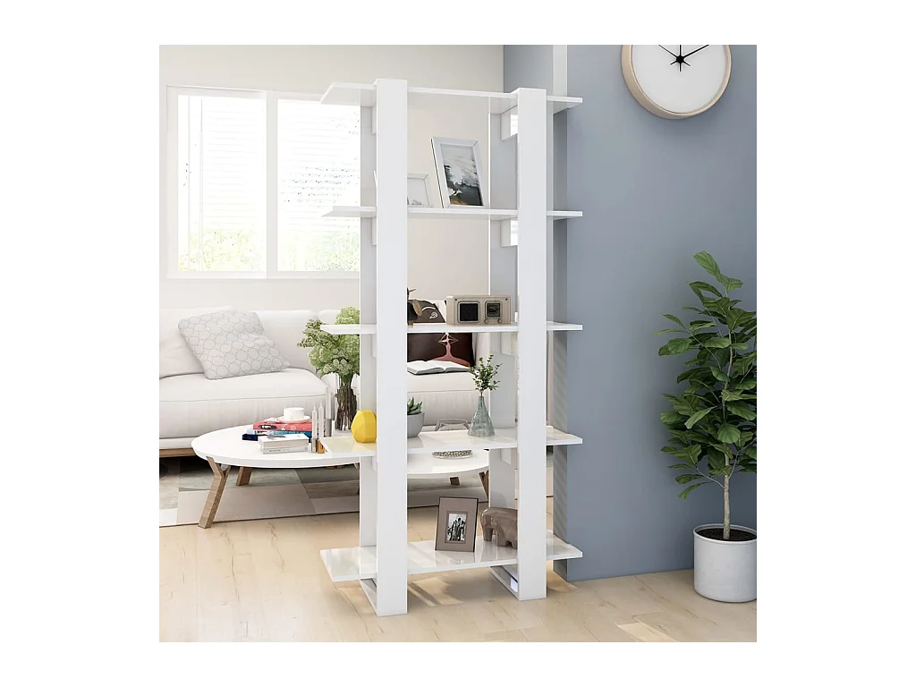 Bibliothèque/Séparateur de pièce Blanc brillant 80x30x160 cm